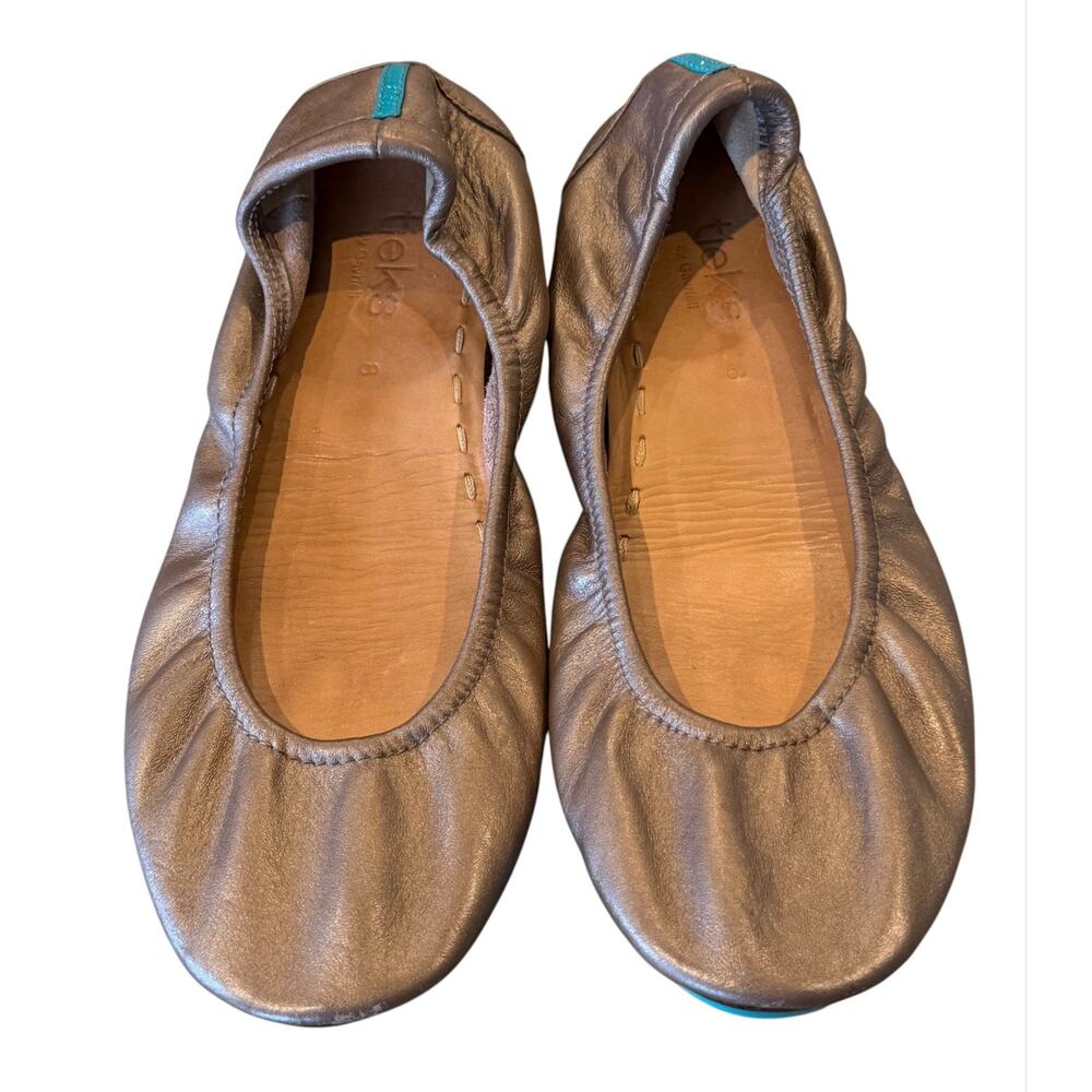 Tieks Metallic Bronze Ballet Flats Gold Leather Size 8 Packable Casual Chic